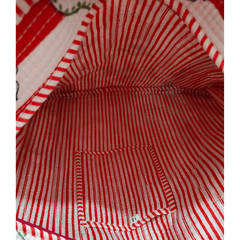 Handmade Floral Print Tote Bag – Premium Fabric Reusable Shopping & Everyday Carry Bag ( RED Print Style 2)