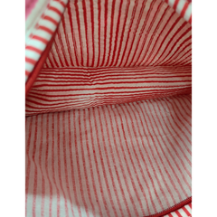 Women's Fabric Side Sling Bag with Zipper – Yellow Striped Heart Print Crossbody Bag (Pink Stripes)
