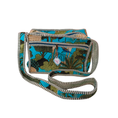 Women's Fabric Side Sling Bag with Zipper – Yellow Striped Heart Print Crossbody Bag (Multicolor) Style 2